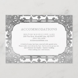 Cartão De Informações Alojamento elegante de ornamentado prateado
