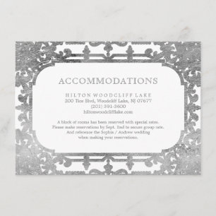 Cartão De Informações Alojamento elegante de ornamentado prateado