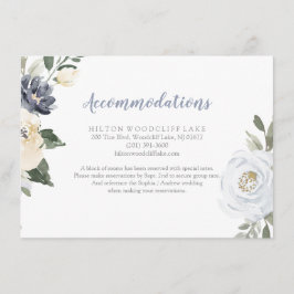 Cartão De Informações Alojamento floral de cor azul empoeirada