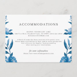 Cartão De Informações Alojamento floral de cor branca azul