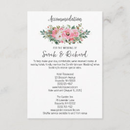 Cartão De Informações Alojamento Floral Rosa Brilhante Casamento