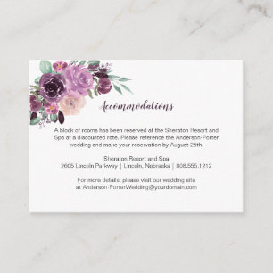 Cartão De Informações Alojamento Floral Roxo Sangria