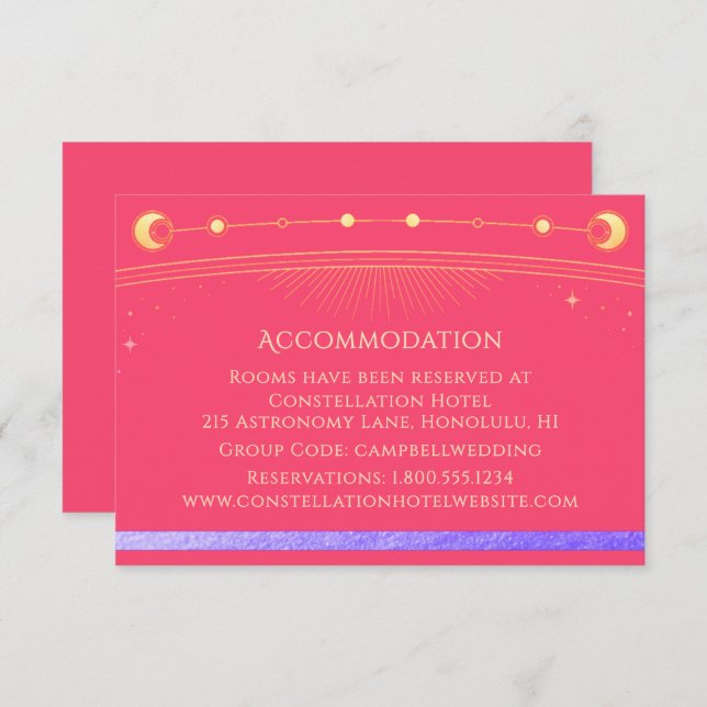 Cartão De Informações Alojamento Místico Rosa Celestial Fuchsia (Frente/Verso)