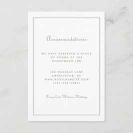 Cartão De Informações Alojamento para Convidados Verde Sage Detalhes Cas