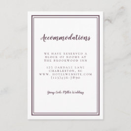 Cartão De Informações Alojamento Simples Roxo Casamento Minimalista