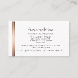 Cartão De Informações Alojamentos de Casamento de Cobre Branco