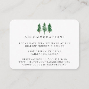 Cartão De Informações Alojamentos de Casamento de Florestas Rustic Water