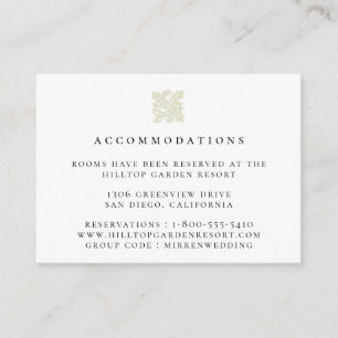 Cartão De Informações Alojamentos de Casamento do Logotipo Folha da Vint