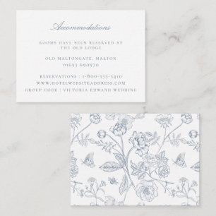 Cartão De Informações Alojamentos de Casamento Floral de Dusty Blue
