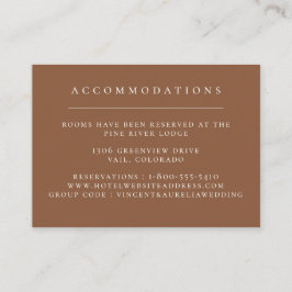 Cartão De Informações Alojamentos de Casamento Terrestre de Cor Sólida