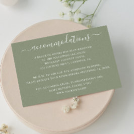 Cartão De Informações Alojamentos de casamento verdes e verdes