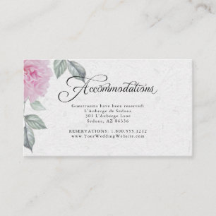 Cartão De Informações Alojamentos de Convidados do Hotel Peonies Rosa