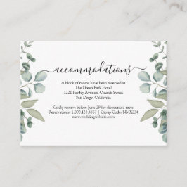 Cartão De Informações Alojamentos de hotel Eucalyptus Greenery Wedding