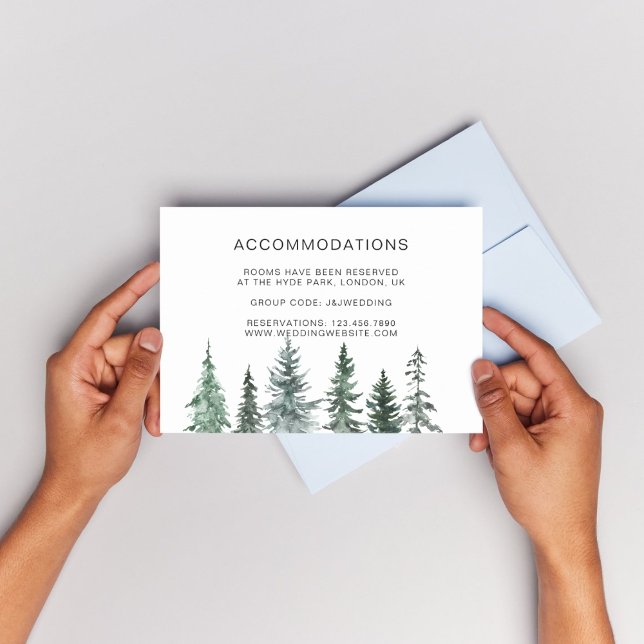 Cartão De Informações Alojamentos De Pinheiros Lanterna Botânica (Winter Rustic Pine Trees Lantern Botanical Wedding Party Supplies)