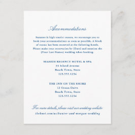 Cartão De Informações Alojamentos do Hotel Azul Elegante Marinho