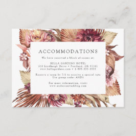 Cartão De Informações Alojamentos do Hotel Boho Desert Floral Wedding