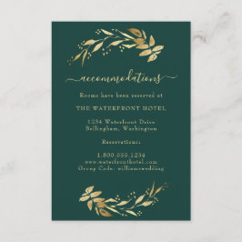 Cartão De Informações Alojamentos Dourados Elegante Emerald Green