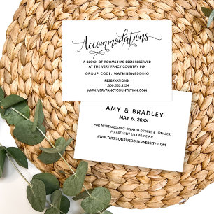 Cartão De Informações Alojamentos Simples, Elegantes de Casamento Branco