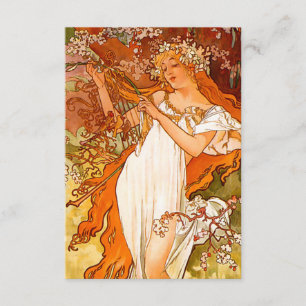 Cartão De Informações Alphonse Mucha Art Nouveau Primavera