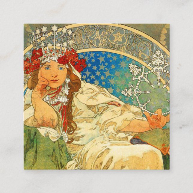 Cartão De Informações Alphonse Mucha Art Nouveau Princess Hyacinth (Frente)