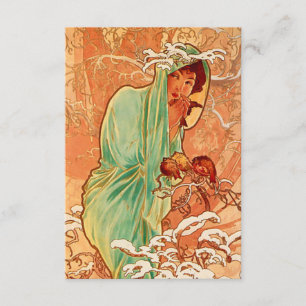 Cartão De Informações Alphonse Mucha Art Nouveau Winter