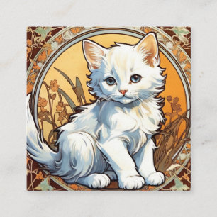 Cartão De Informações Alphonse Mucha Style Cat