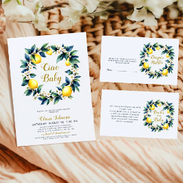 Cartão De Informações Amalfi Ciao Baby Diaper Raffle Card | Lemon Wreath