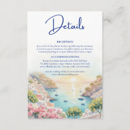 Cartão De Informações Amalfi Coast Amore Watercolor Wedding Details 
