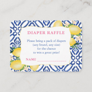 Cartão De Informações Amalfi Lemons Blue White Patterna Fralda Raffle