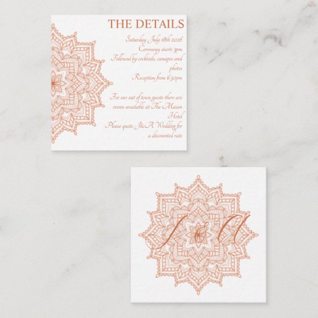 Cartão De Informações Amanhecer em Laranja Queimada Mandala Verão Outono (Frente/Verso)