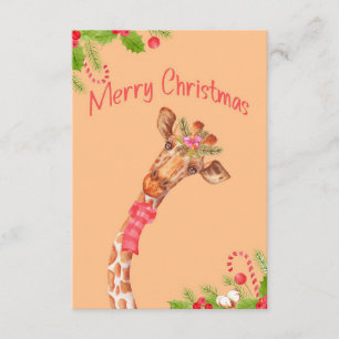 Cartão De Informações Amante de Girafas Girafas África Feliz Natal