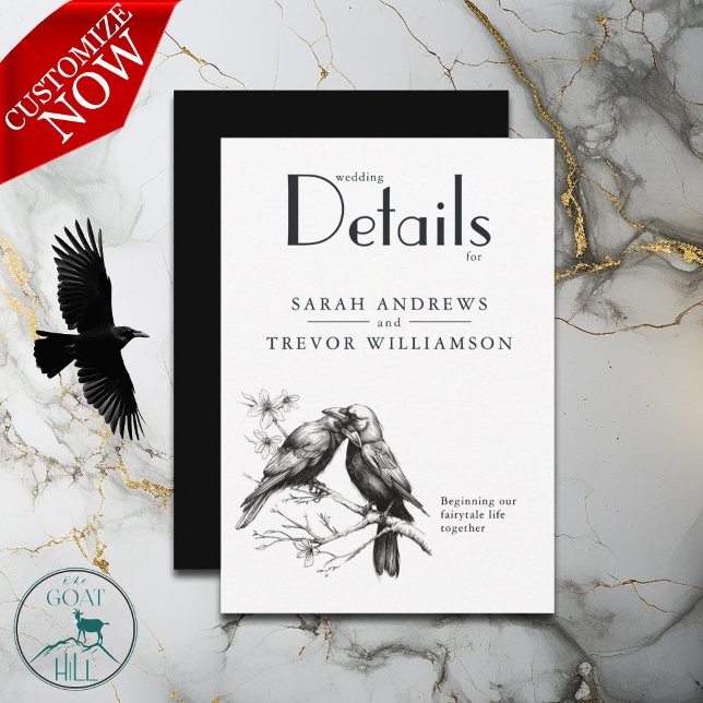 Cartão De Informações Amantes de Corvos Rústicos (easy to customize)