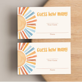 Cartão De Informações Amarelo azul-sol boho adivinha quantas cartas