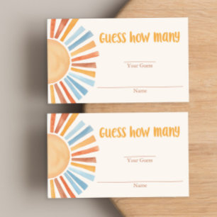 Cartão De Informações Amarelo azul-sol boho adivinha quantas cartas