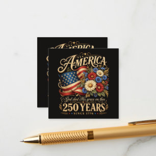 Cartão De Informações América 250 Anos Desde 1776 Presente Floral Patrió