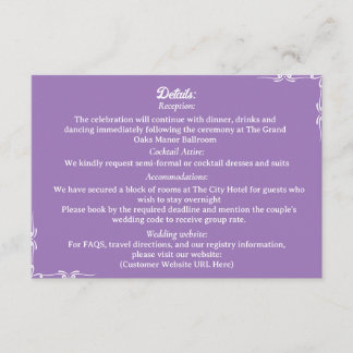 Cartão De Informações ​Amethyst & White Botanical Enclosure Card