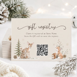 Cartão De Informações Amigos do Inverno Floresta Festa de Bebê Fofa QR L