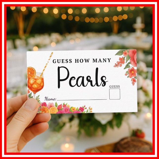 Cartão De Informações Amor à Primeira Spritz Pérolas Jogo Chá de Noiva (Criador carregado)