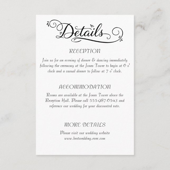 Cartão De Informações Amor e Detalhes (Verso)