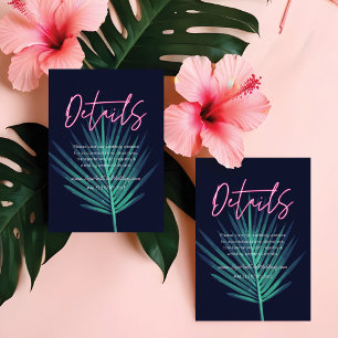 Cartão De Informações Amor Elétrico Neon Rosa Tropical Casamento Retro