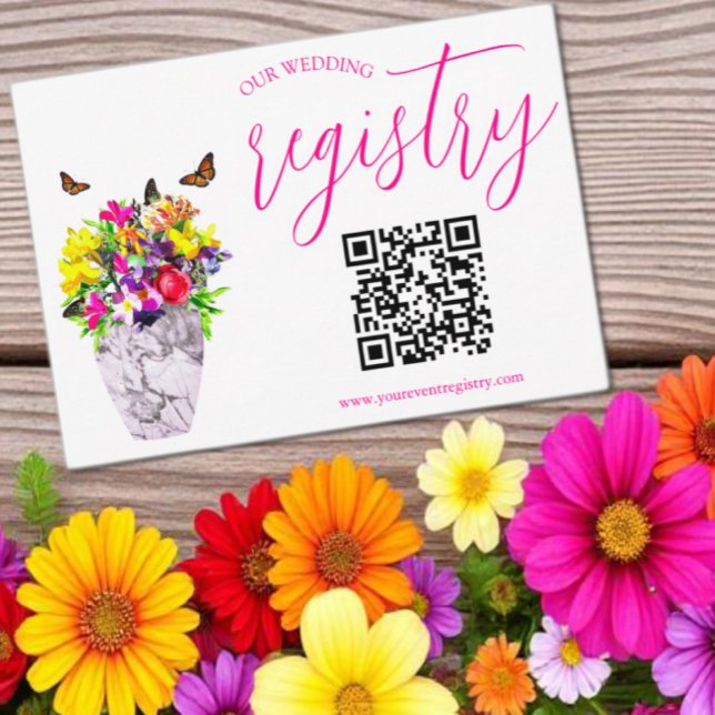 Cartão De Informações Amor No Bloom Floral Wedding Registry (Criador carregado)