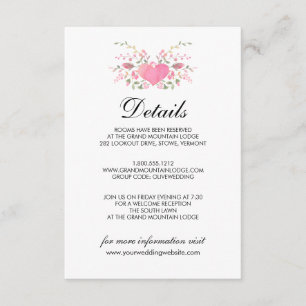 Cartão De Informações Amor Rosa   Dados relativos ao casamento russo