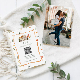 Cartão De Informações Amore & Aranci Código QR do Site de Casamento