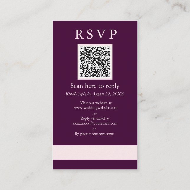 Cartão De Informações Amostra de RSVP QR de Casamento Royal Crimson (Frente)