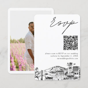 Cartão De Informações Anchorage Wedding Modern RSVP Código QR