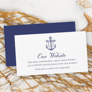 Cartão De Informações Âncora Marinheiro Azul Marinho Site de Casamento N