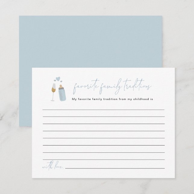 Cartão De Informações ANDI Azul Estourando Garrafas Tradições Familiares (Frente/Verso)