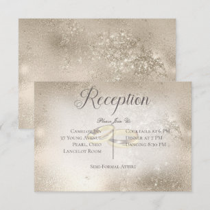 Cartão De Informações Anéis de Casamento Dourado na Recepção de casament