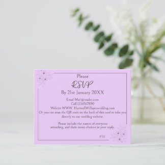 Cartão De Informações Anemone em Light Lilac RSVP com código QR