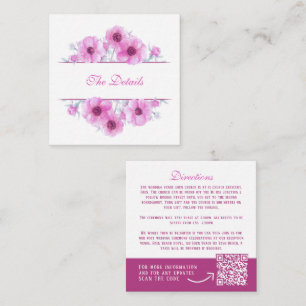 Cartão De Informações Anemone rosa detalhes do casamento floral QR